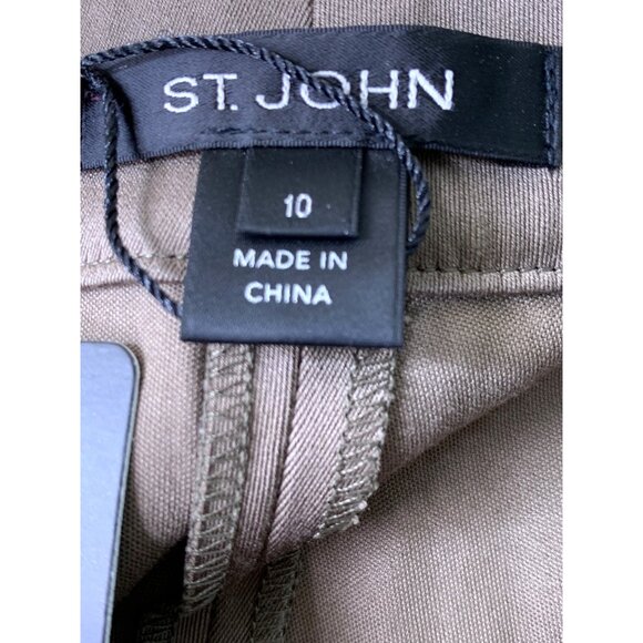 St. John Womens Taupe Trousers Dress Pants Size 10 NWT High Rise Short 6387 - Picture 8 of 13
